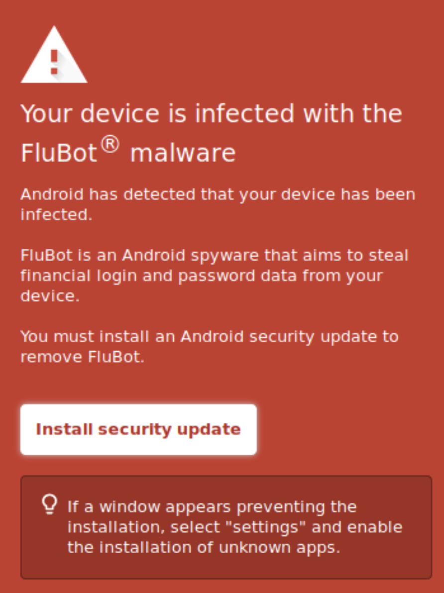 Flubot 所跳出的警示。(圖/翻攝 CERT NZ 推特)