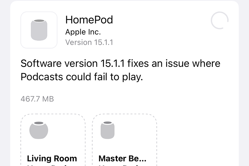 圖 HomePod mini 15.1.1 更新