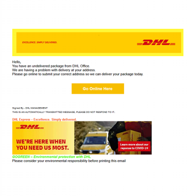 Email 收信別亂點連結!假冒「DHL」釣魚郵件現蹤竊個資 Email 收信別亂點連結!假冒「DHL」釣魚郵件現蹤竊個資