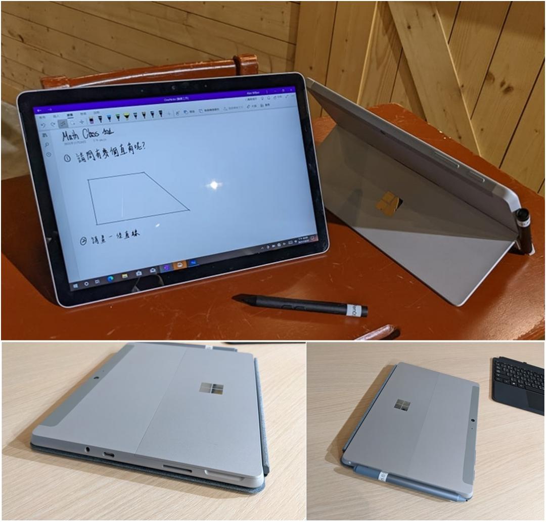 10.5吋觸控螢幕的微軟Surface Go 3，機身配置有Type-C 充電傳輸介面與3.5mm耳機孔，以及 microSDXC 讀卡機。（圖／記者劉惠琴攝）