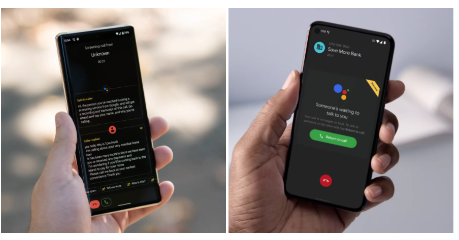 Pixel 6系列內建的Call Screen「來電自動過濾」,與進階應用Hold For Me「通話等待提醒」,兩個功能選項,目前暫時被Google關閉禁用。(圖翻攝9to5Google)