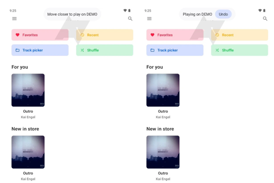 Android 13 作業系統的新功能截圖流出，圖為可讓手機與其他裝置快速進行影音播放的介面。（圖翻攝Android Police）