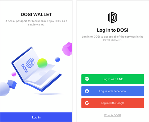 LINE NEXT 為全球 NFT 平台 DOSI 上線做準備,即日起率先推出 DOSI Wallet錢包服務,可綁定LINE、FB或Google社群平台帳號,進行註冊。(圖/LINE提供)