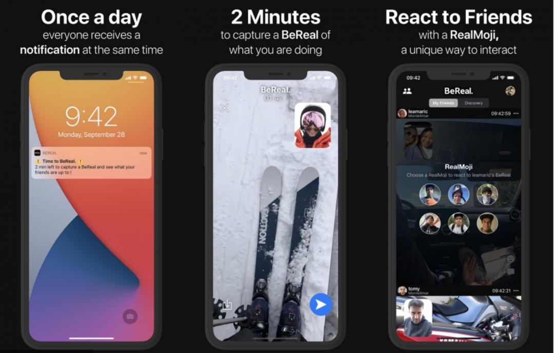 BeReal強調真實,不能使用濾鏡和修圖。(圖/Twitter)