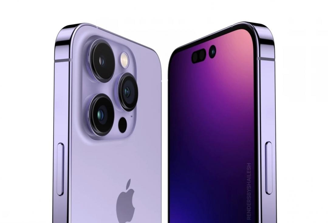 網路流傳的iPhone 14紫色渲染圖。(圖/網路)