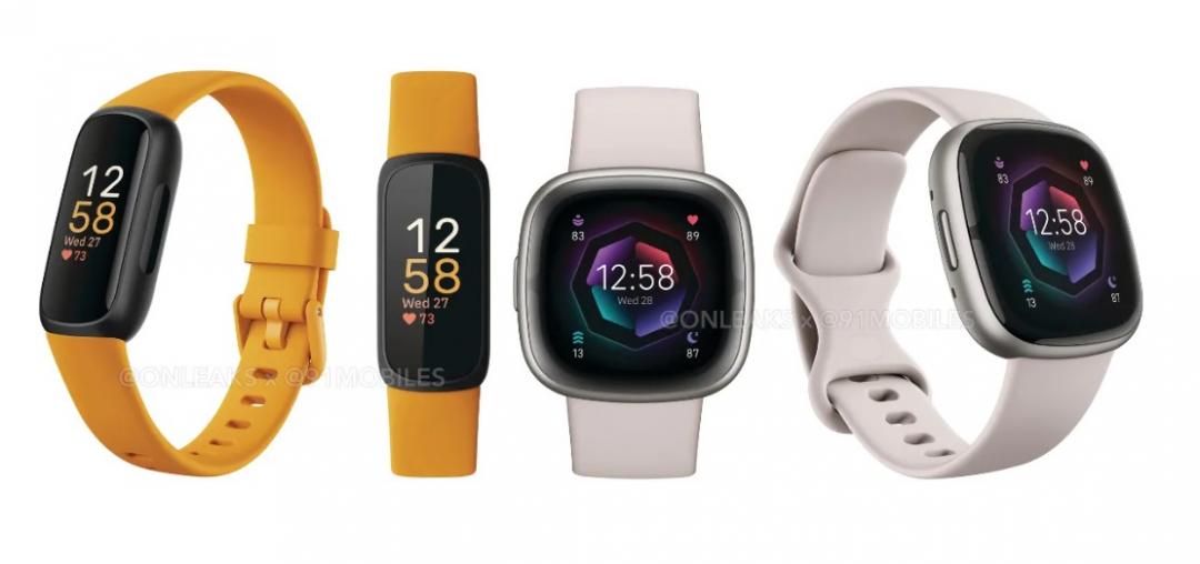 由左至右為Fitbit Inspire 3、Fitbit Sense 2 和 Fitbit Versa 4 （圖／翻攝91mobiles）