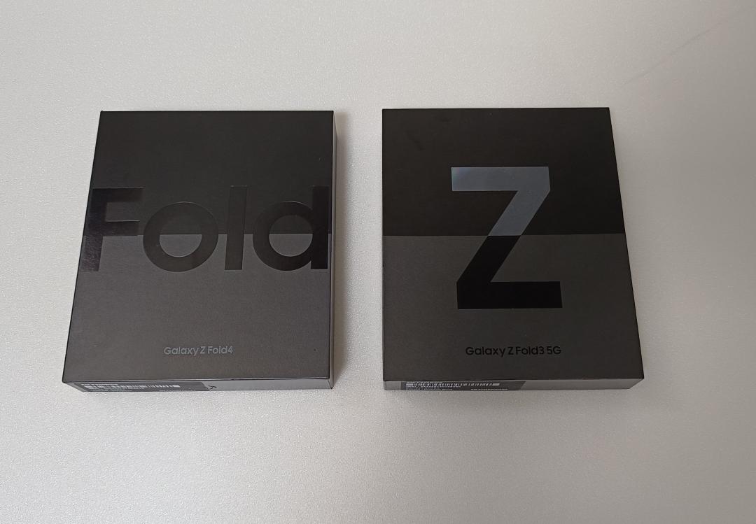 三星Z Fold 4外盒包裝用「Fold」取代過去的「Z」標誌。(圖/記者吳佩樺)