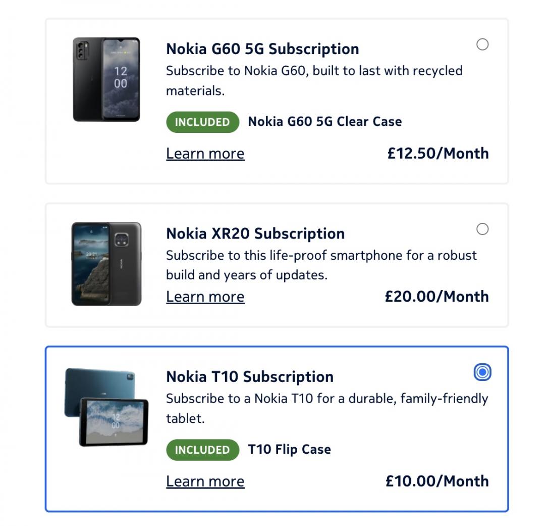 Nokia Circular手機訂閱服務，依照機型收費不同。（圖／官網）