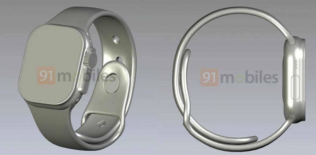 Apple Watch Pro渲染圖。(圖/91mobiles)