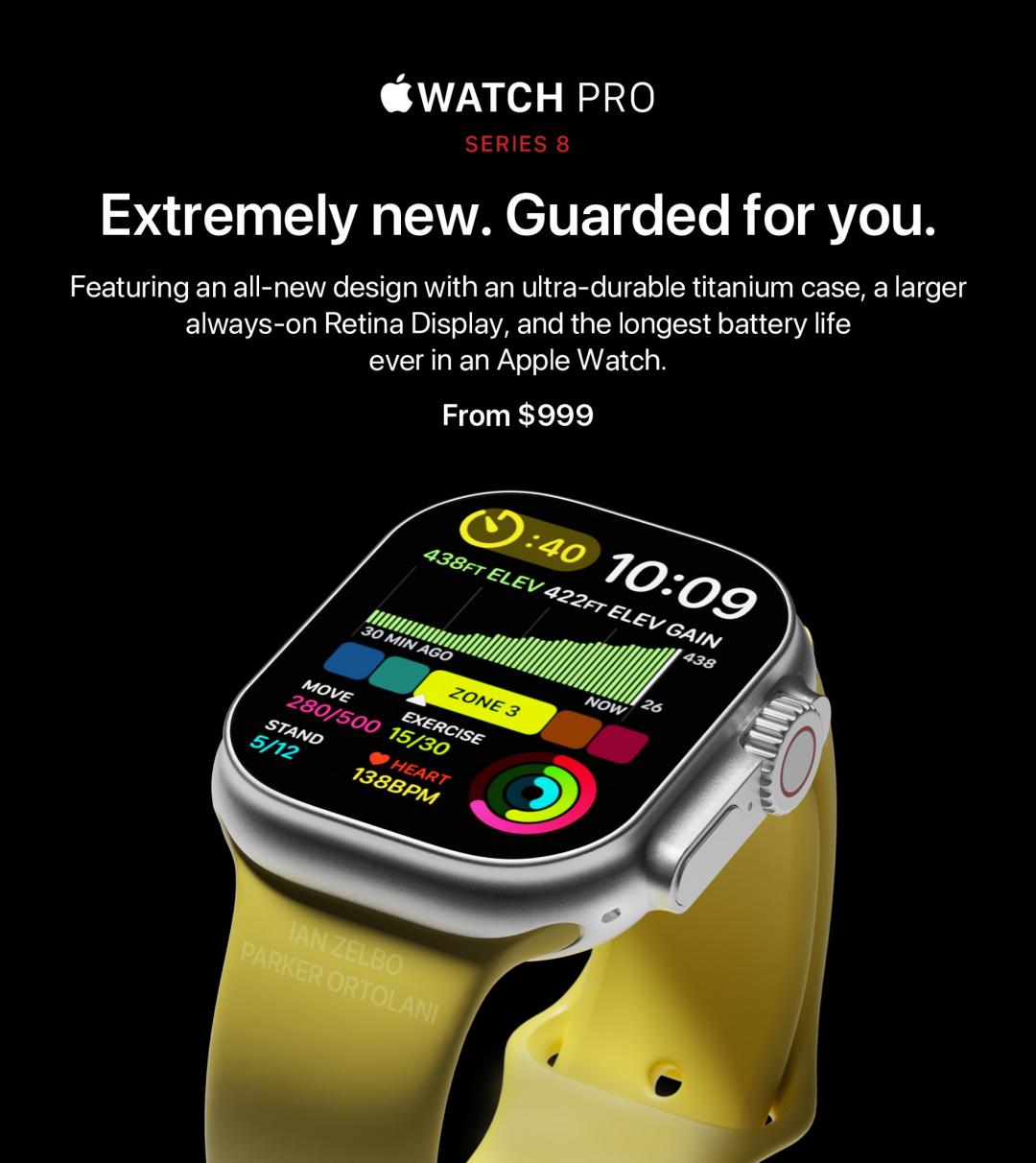 Apple Watch Pro新渲染圖。(圖/Ian Zelbo)