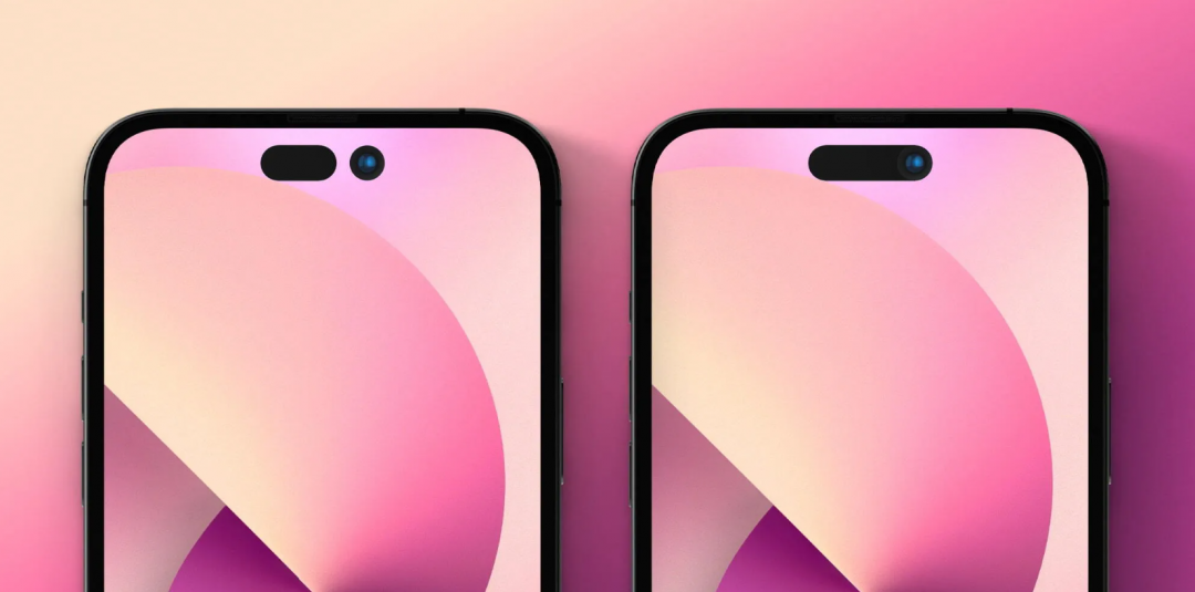 外傳今年高階旗艦的iPhone 14 Pro系列,將修剪「劉海凹槽」,改採用雙挖孔式的設計,當手機處於使用狀態時,會呈現宛如膠囊狀的短橫條。圖為網路流出的渲染設計圖。(圖翻攝9to5Mac)