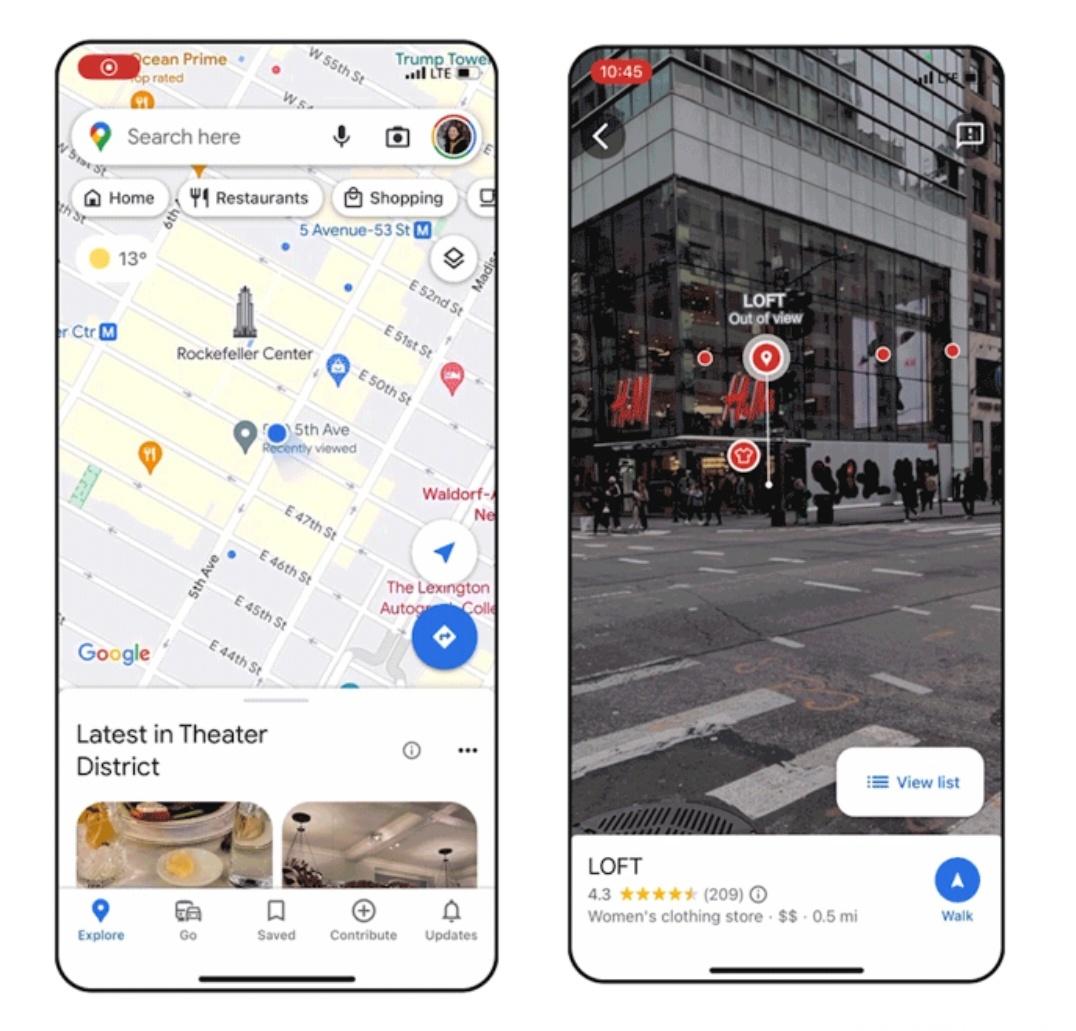 Google Maps的Live View AR搜尋功能首先在6城市推出。(圖/Google部落格)