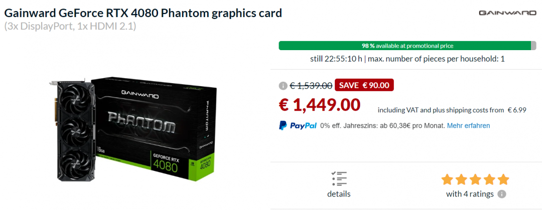 NVIDIA RTX 4080在國外已有跌價情形。（圖／翻攝Videocardz）