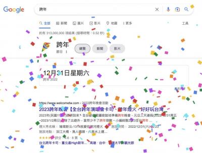 2023要來啦!Google搜尋輸入關鍵字下繽紛彩紙雨 2023要來啦!Google搜尋輸入關鍵字下繽紛彩紙雨