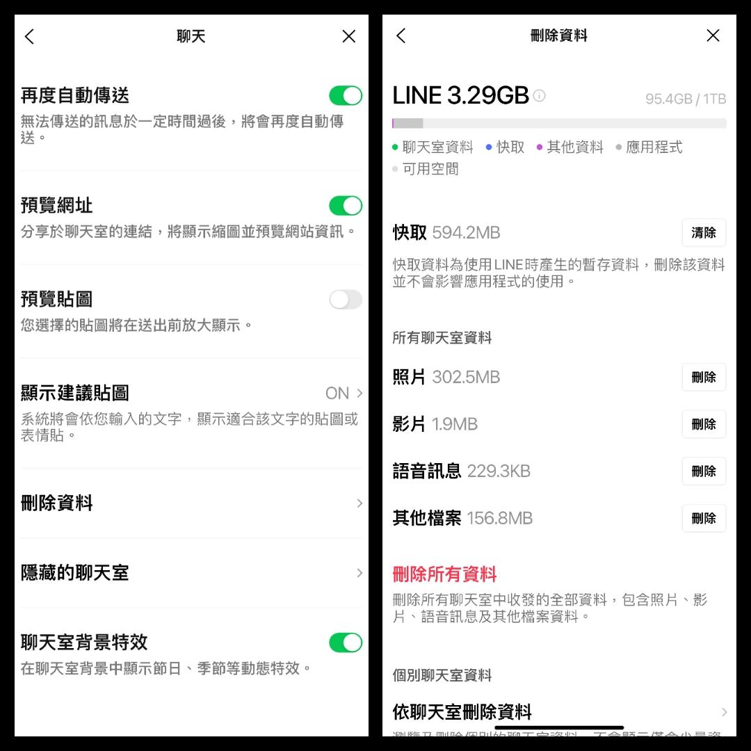 記得定期清除LINE的快取資料。(圖/記者吳佩樺攝)