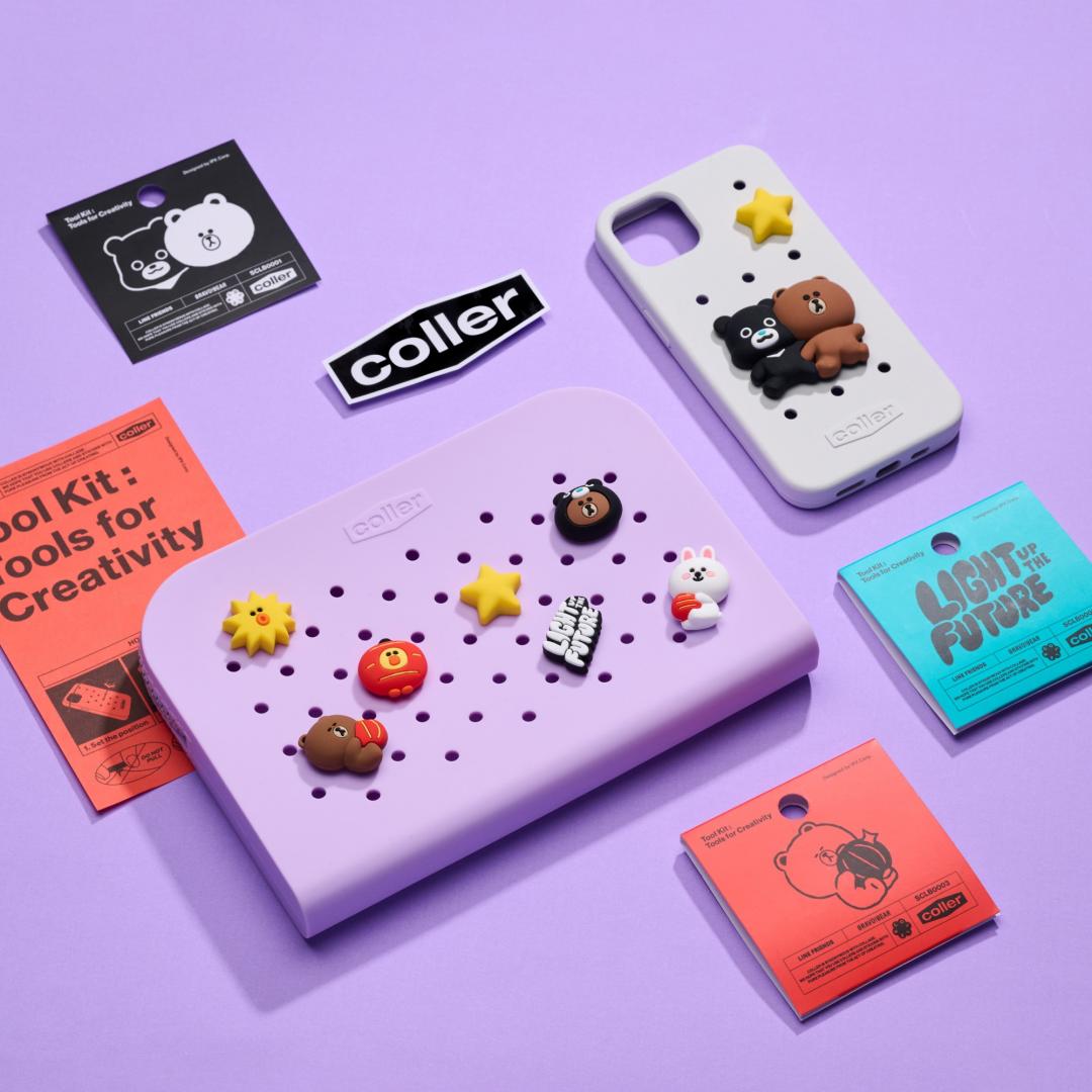 LINE禮物2月1日開賣LINE FRIENDS與熊讚首度聯名商品，有手機殼、裝飾扣組等。（圖LINE提供）