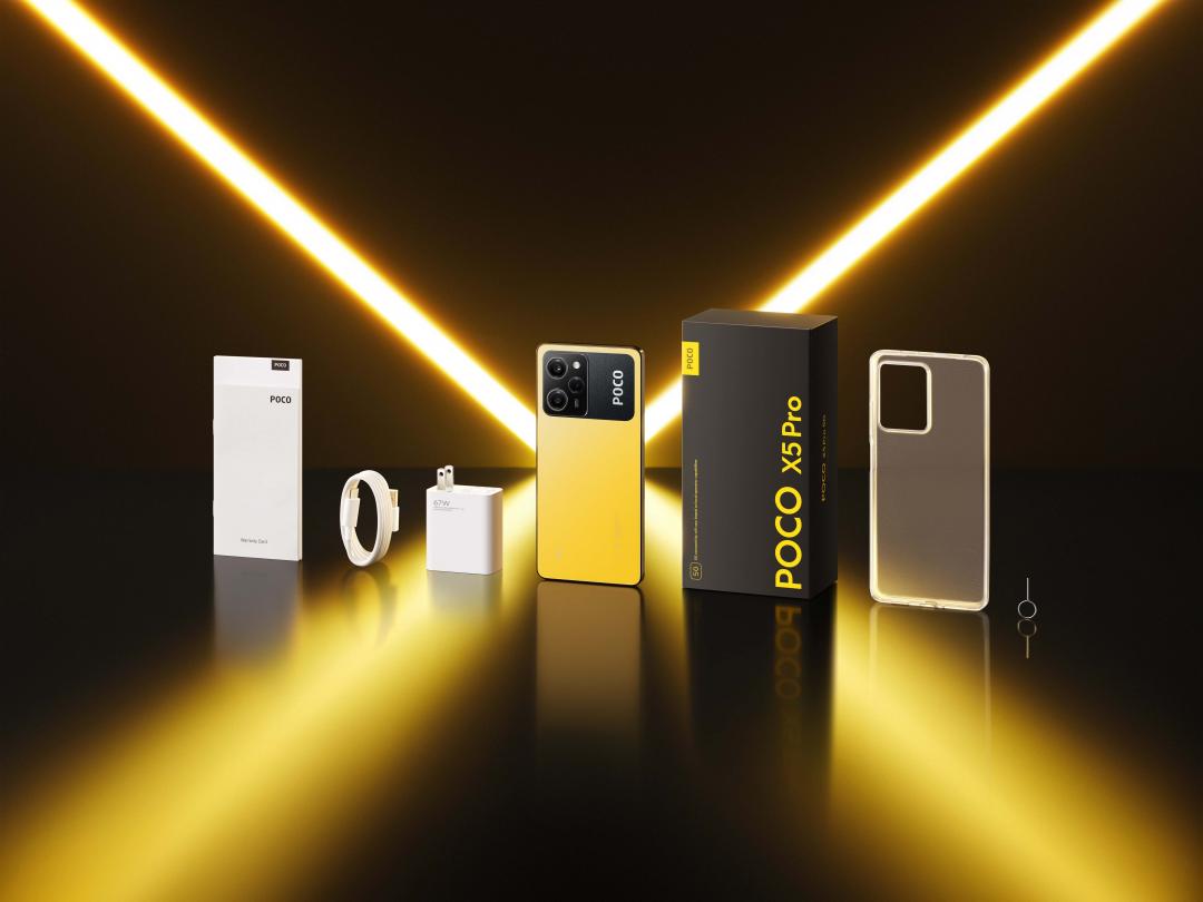 6.67吋的POCO X5 Pro,提供POCO黃、水耀藍與武士黑三種顏色,8GB+256GB售價11,999元。(圖片提供POCO)