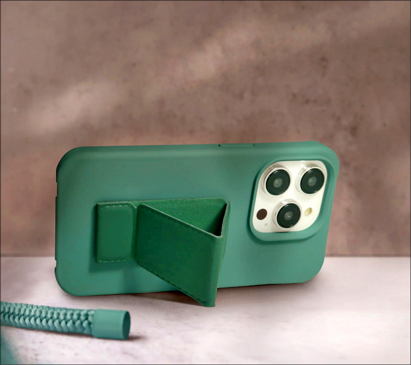 INJOYmall可拆式背繩防摔手機殼，背蓋設計可當指環也可做為立架，一物多用。