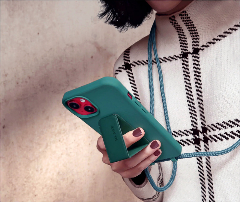 INJOYmall可拆式背繩防摔手機殼，背蓋設計可當指環也可做為立架，一物多用。