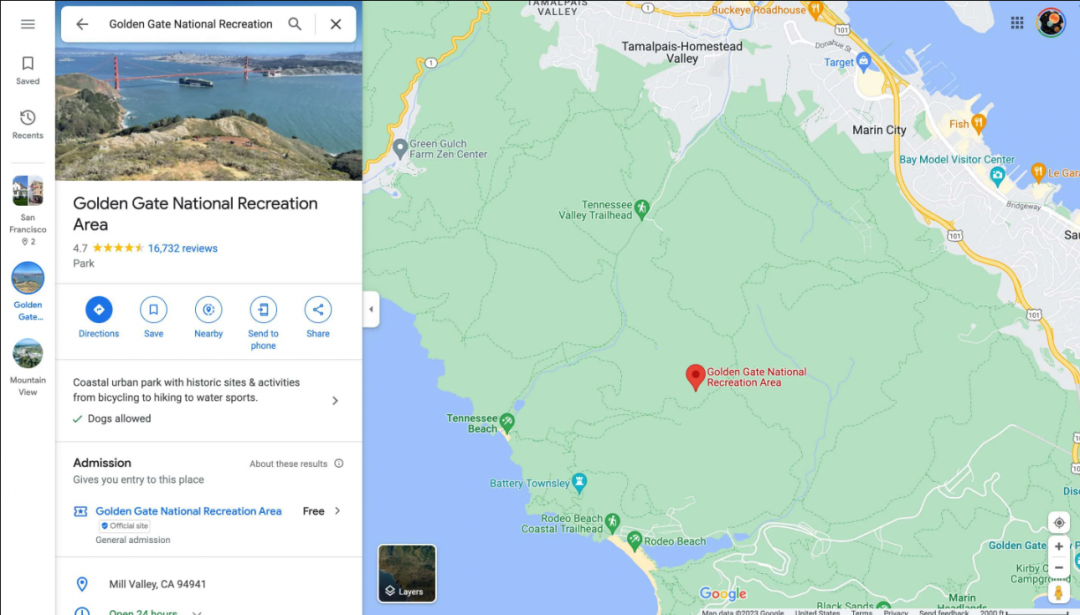 Google 地圖網頁版正在測試左測的新增「側邊欄」功能。(圖翻攝9to5Google)