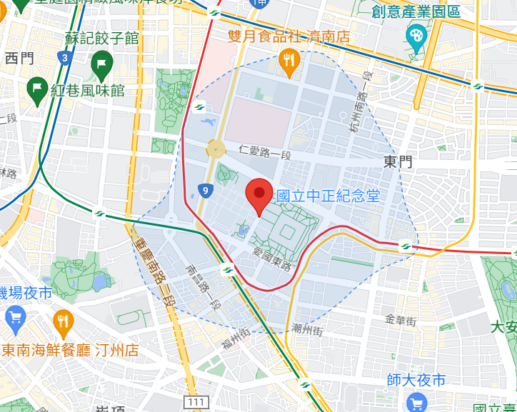 「交通時間」會替用戶畫出指定交通時間/方式,能抵達的區域。(圖/程式內截圖)