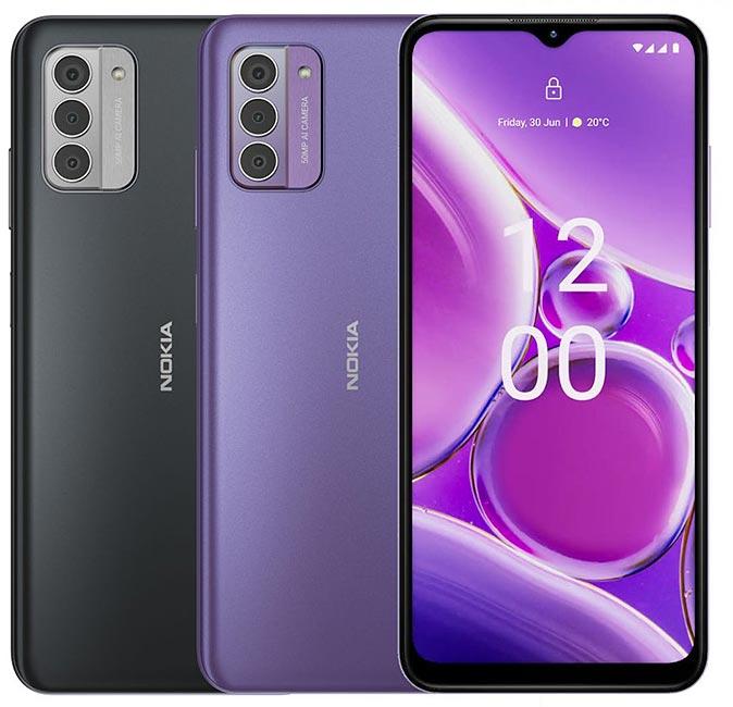據稱為Nokia G42 新機的官方渲染圖流出,機身將有灰黑與薰衣紫兩色。(圖翻攝GSMArena)