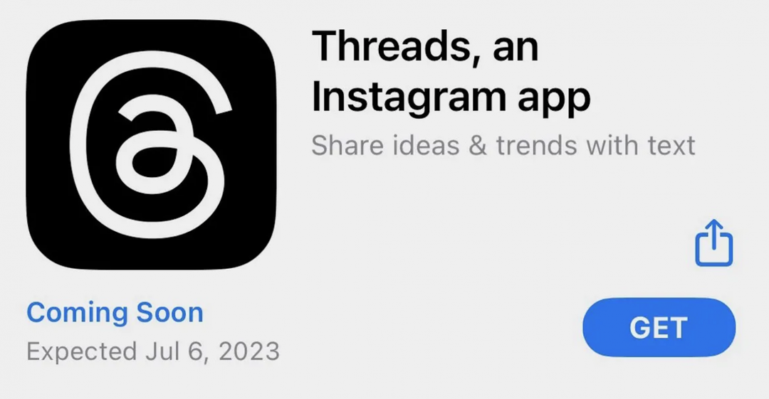 蘋果App Store顯示Threads將在7月6日上線。(圖/翻攝App Store)