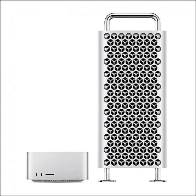 新代Mac Studio(左)與Mac Pro(右)搭載全新M2 Ultra晶片,效能升級。