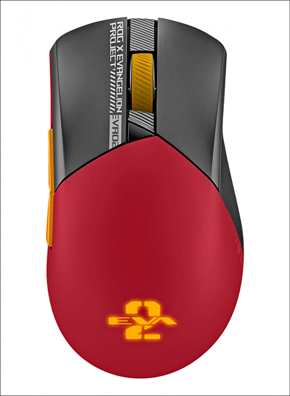 ROG Gladius III Wireless AimPoint EVA-02 限定版滑鼠，擁有僅79克的輕量級體積。（華碩）