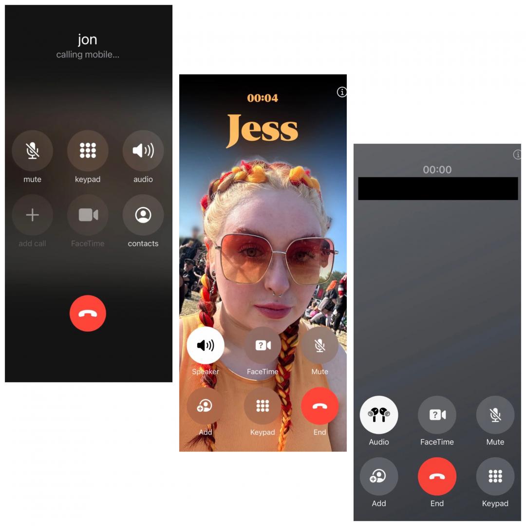 一次看懂iPhone通話介面的變化。左:現有,中:iOS 17先前測試版,右:iOS 17最新測試版。(圖/翻攝The Verge)