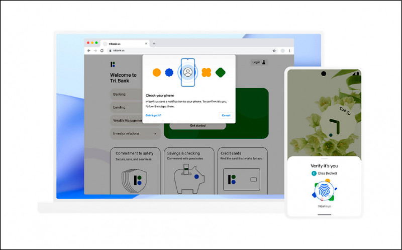 Google近年也推行「Passkey」技術,透過手機上的指紋、臉部辨識、螢幕PIN碼取代傳統密碼。(翻攝Google部落格)