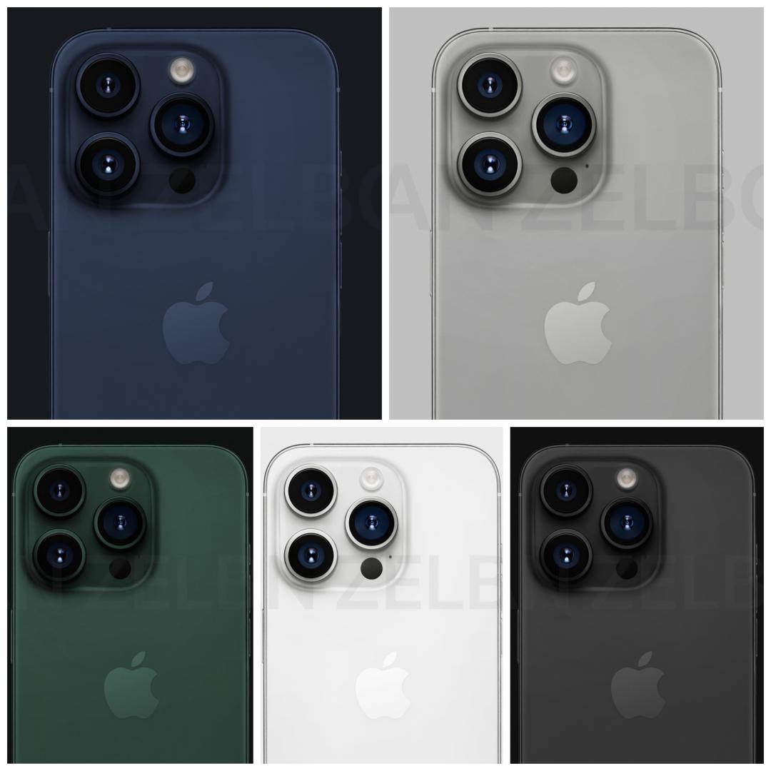 iPhone 15 Pro系列5色渲染圖。(圖/翻攝推特)