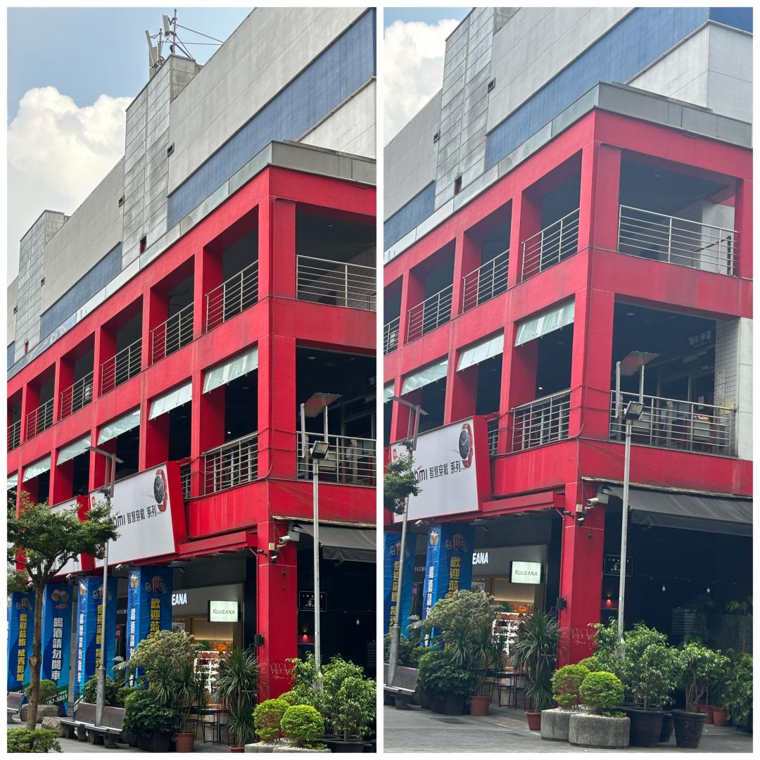 從2倍變焦就能比較出iPhone 15、iPhone 15 Plus的4,800萬畫素主相機畫質比上代好很多。iPhone 15（左）、iPhone 14（右）。（圖／記者吳佩樺）