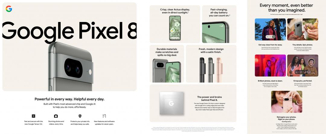 據悉是 Pixel 8 的官網介紹頁面(圖/翻攝 X 平台)