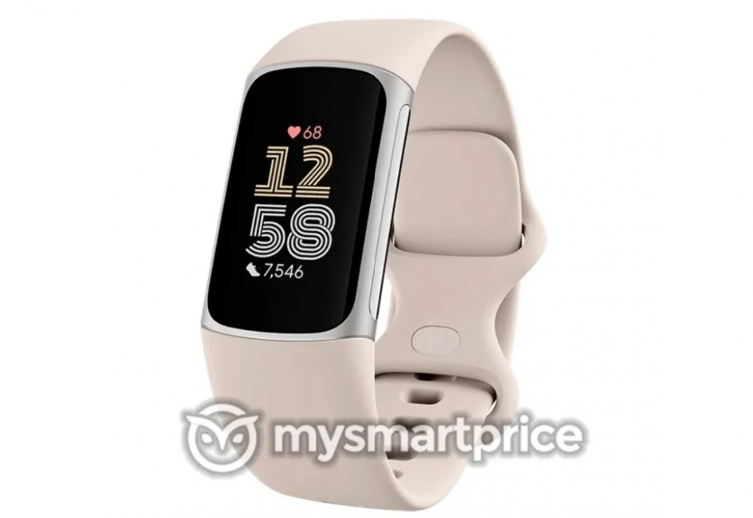 據傳為新一代Fitbit Charge 6 智慧手環的外觀渲染圖流出,將提供米、黑與橘紅色三種顏色。(圖翻攝MySmartPrice)