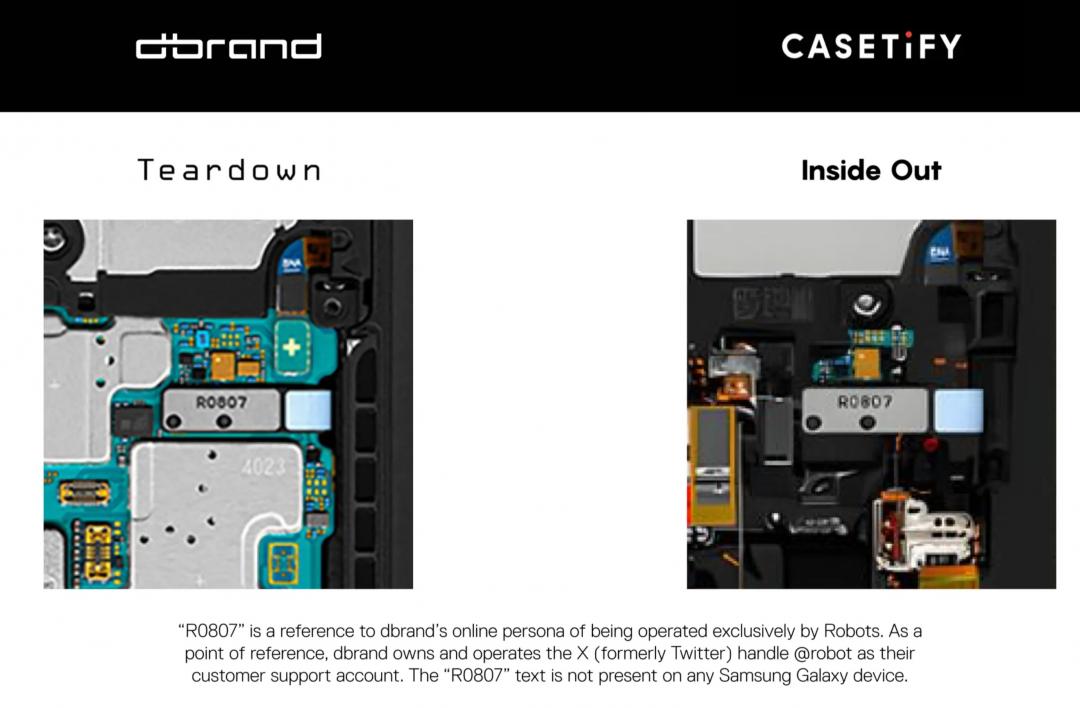Dbrand提出證據,證明Casetify抄襲了自家設計。(圖/翻攝The Verge)