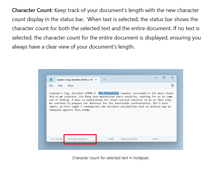 微軟Windows記事本將加入字元數統計功能。（圖／翻攝網路）