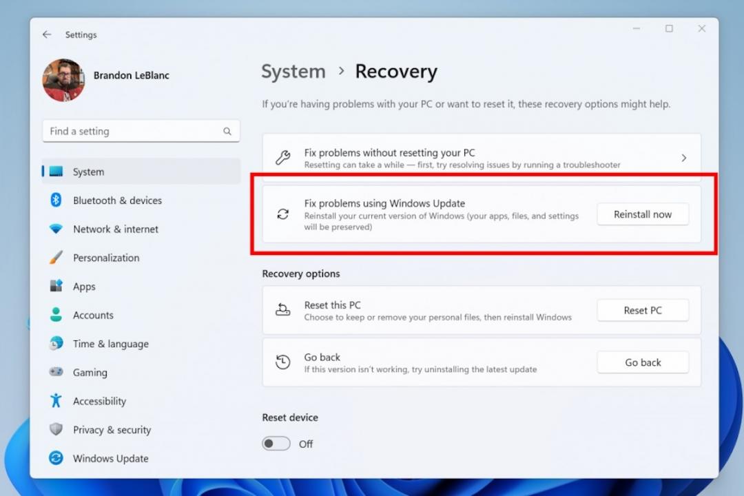 微軟將提供Windows Update一鍵修復系統功能。(圖/翻攝Windows Insider Blog)