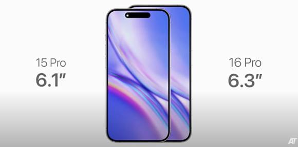 傳iPhone 16 Pro 將從前一代的 6.1 吋略增為 6.3 吋(圖/翻攝AppleTrack YT頻道影片)