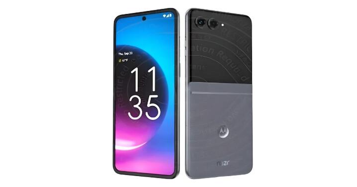 據稱為MOTO今年新一代Razr摺疊系列手機的外觀渲染圖於網路流出。(圖翻攝MSPowerUser)