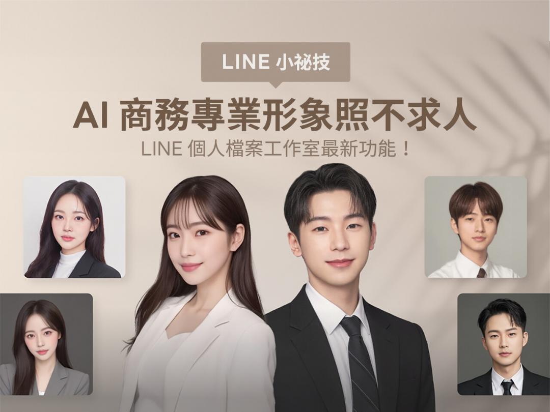 LINE個人檔案工作室,新推出「AI 商務」,可讓大頭照展現個人專業清新的形象。(圖翻攝LINE 官方部落格)