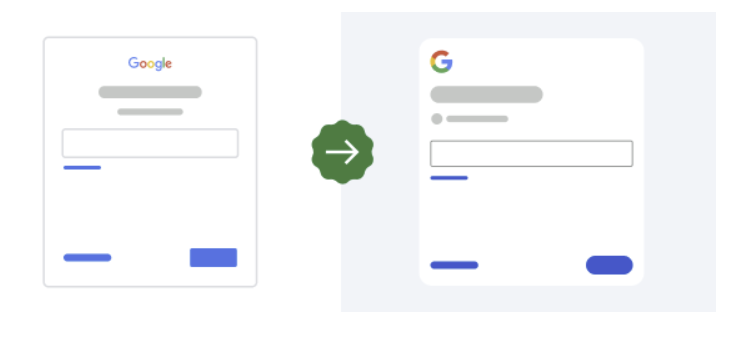 左為舊版的登入畫面,右為新版(圖/翻攝Google官方公告)