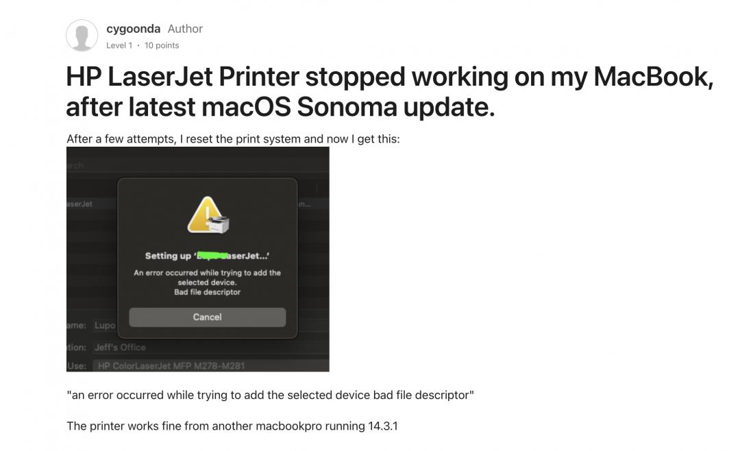 受影響的用戶多使用hp筆電收購hp印表機。(圖／翻攝網路)
