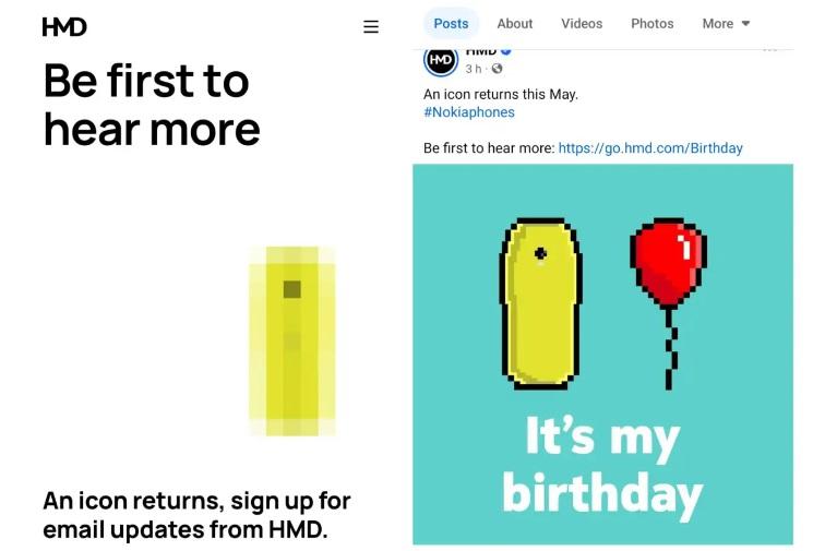 HMD Global 於昨（3/18）在X社群平台Po文慶賀Nokia 3210 經典功能機的生日，並預告五月新機準備登場。（圖翻攝Nokiamob）