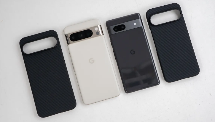 由左至右依序為 Pixel 9 Pro XL 保護殼、Pixel 8 Pro、Pixel 7a、Pixel 9 Pro 保護殼(圖/翻攝AndroidCentral)