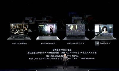 黃仁勳親自揭曉!NVIDIA 全新 4 款 RTX AI 筆電出列 黃仁勳親自揭曉!NVIDIA 全新 4 款 RTX AI 筆電出列
