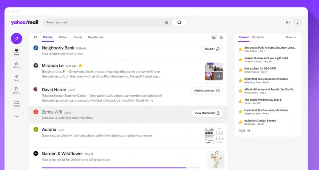 Yahoo 電子信箱全新大改版,換上簡潔、直覺的UI排版設計。(圖/Yahoo)