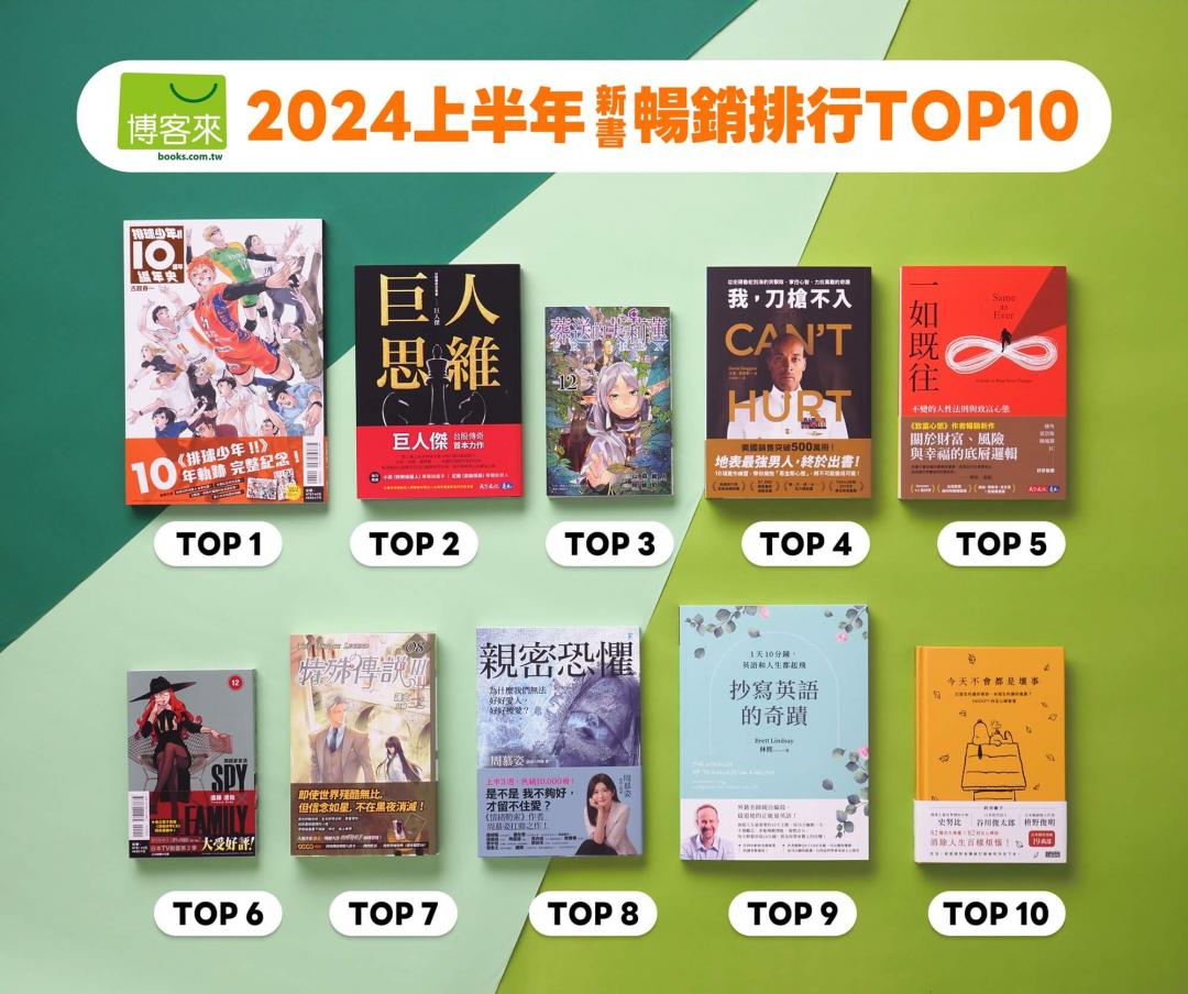 今年上半年十大新書暢銷榜。
(圖/博客來)