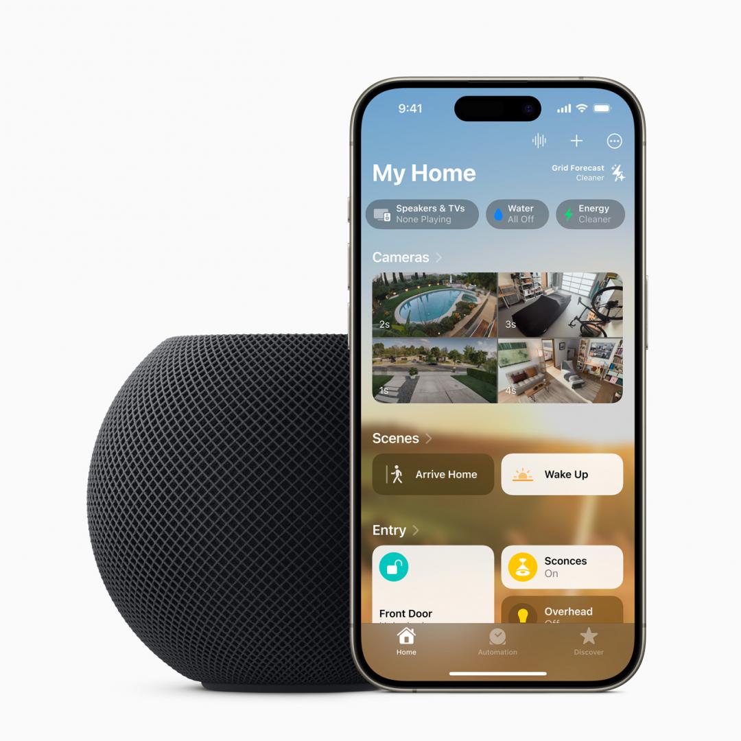 HomePod mini 午夜色的功能規格和售價保持不變。(圖/蘋果)