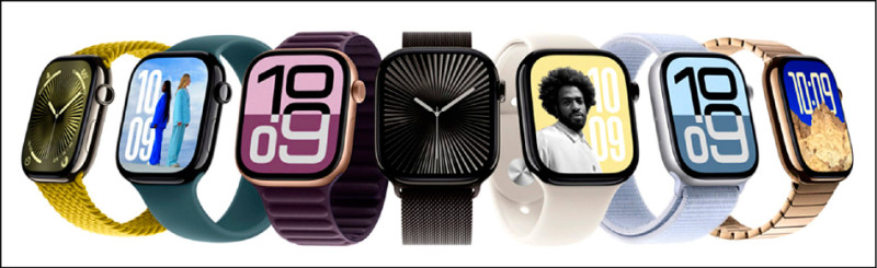 Apple Watch Series 10採用「廣視角OLED」螢幕技術,從不同角度觀看螢幕都能清晰明亮。提供42mm與46mm兩種尺寸,鋁金屬款13,500元起、鈦金屬款23,900元起,即日起開放預購,9月20日正式開賣。